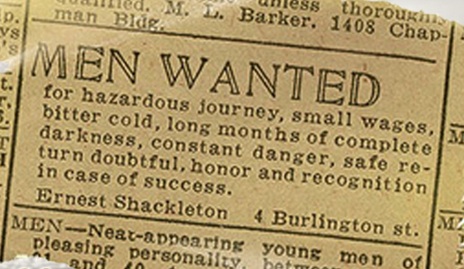 Shackleton's ad for antarctica